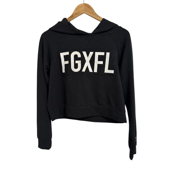 Flag Nor Fail women's black cropped pullover hoodie size Medium‎ - Picture 1 of 4